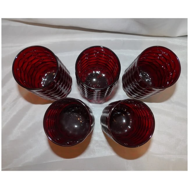 Rare Anchor Hocking Royal Ruby Bubble 16 oz. Lemonade Tumblers - 4