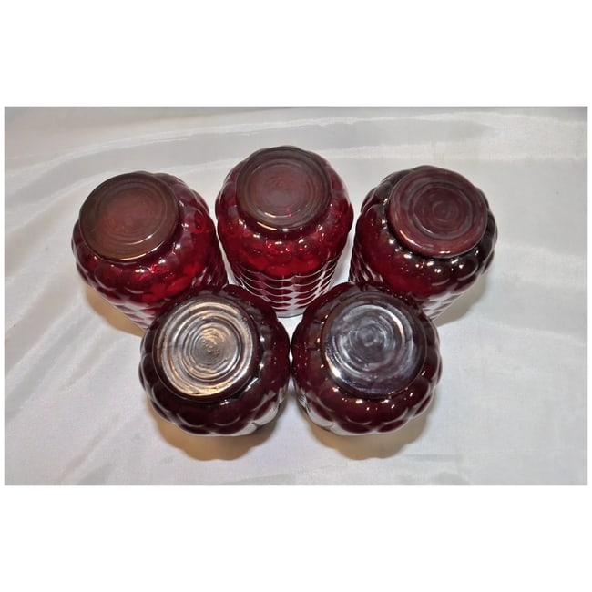 Rare Anchor Hocking Royal Ruby Bubble 16 oz. Lemonade Tumblers - 5