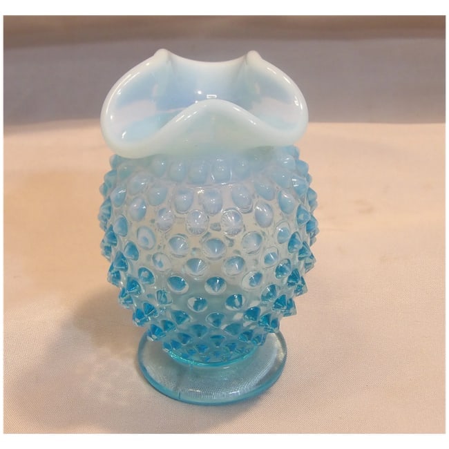 Fenton Blue Hobnail Opalescent Vase - 2