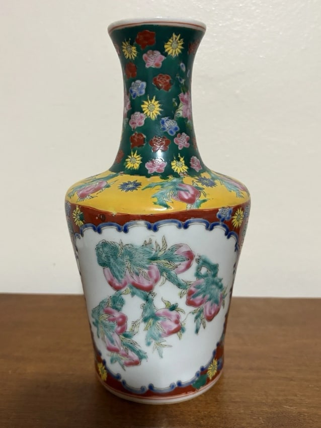 Pr Early Chinese Porcelain Famille Rose Pomegranate Vases - 2