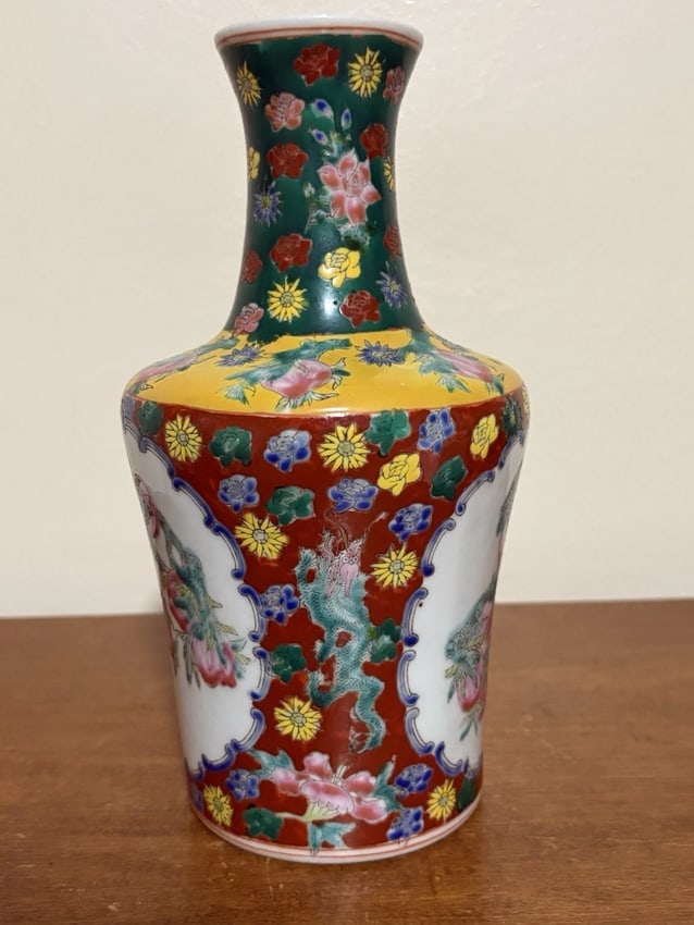 Pr Early Chinese Porcelain Famille Rose Pomegranate Vases - 7