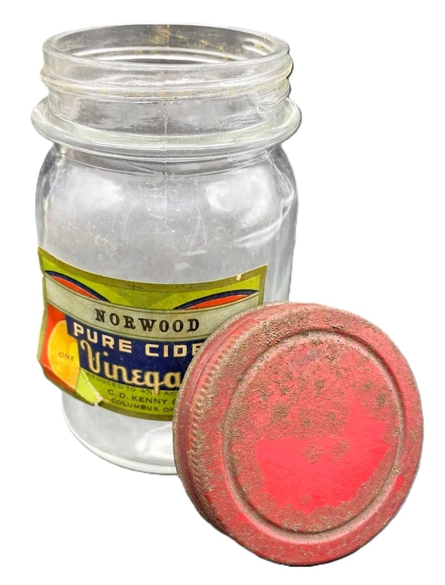 Vintage NORWOOD PURE CIDER VINEGAR GLASS JAR" C.D. Kenny Co. Baltimore Maryland - 3