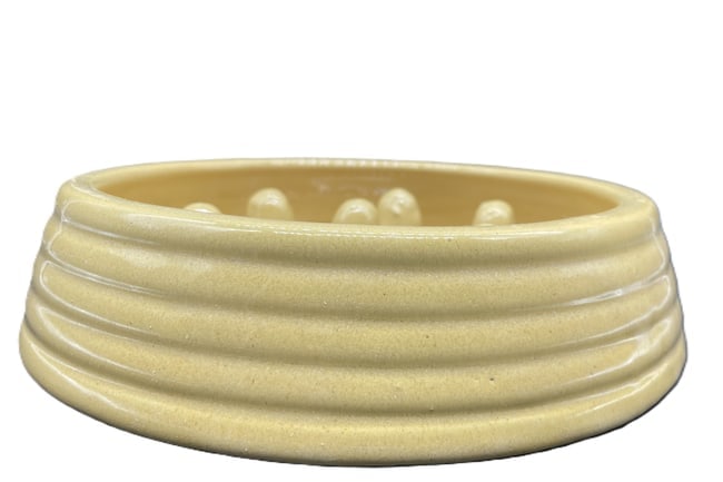 Vintage Yellow Art Pottery Dog Bowl Food Bowl - 5