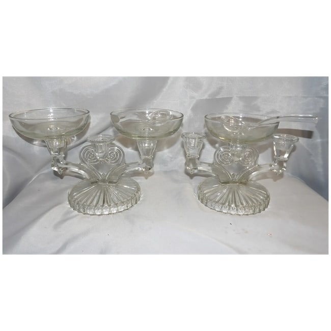 Jeanette Glass Cosmos Candelabra: Art Deco Style Triple Candle Holder with 3 Inserts - 2