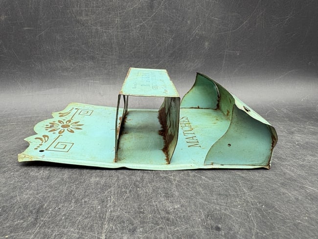 Vintage B. Aiken General Merchandise Advertising Tin Kitchen Match Holder Wall Organizer, - 7