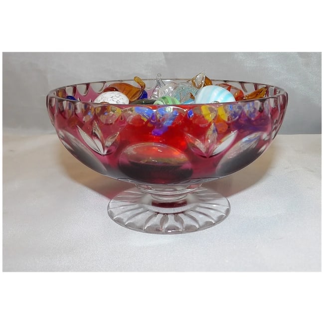 Bleikristall Cranberry Candy Bowl with Murano Glass Candies - 4