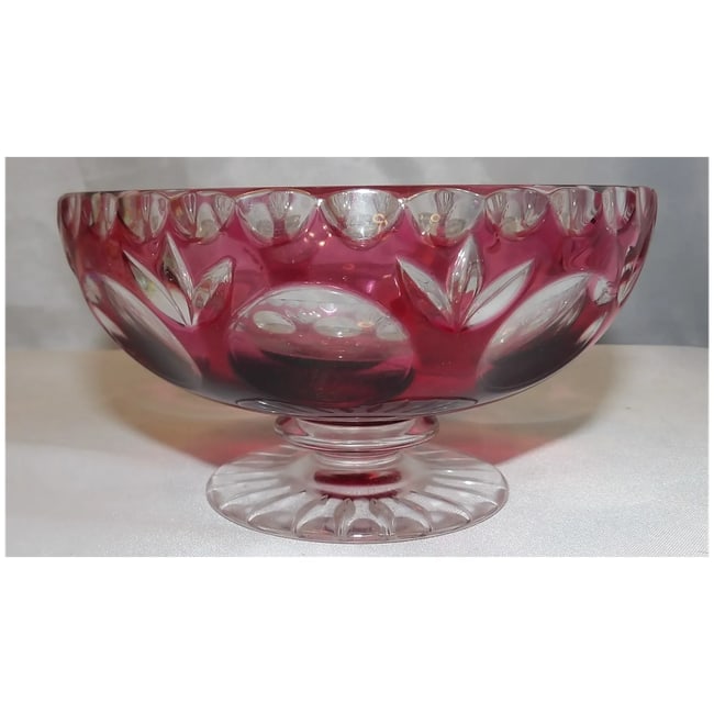 Bleikristall Cranberry Candy Bowl with Murano Glass Candies - 5