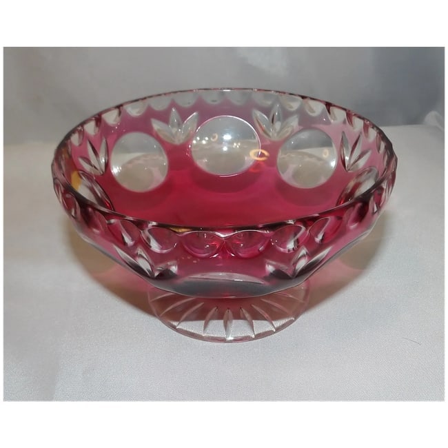 Bleikristall Cranberry Candy Bowl with Murano Glass Candies - 7