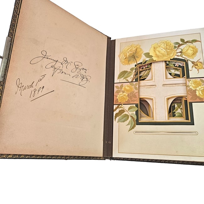 Vintage Leather-bound Empty Photo Album with Pebbled Cover Circa 1880s to the 1890s. - 3