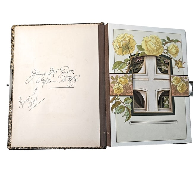 Vintage Leather-bound Empty Photo Album with Pebbled Cover Circa 1880s to the 1890s. - 5