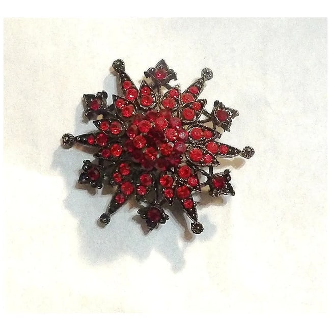 Red Crystal with Black Setting Borach - 2