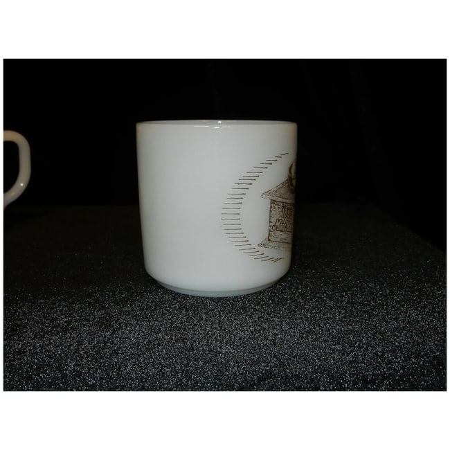 Vintage Federal Milk Glass 1885 MoorMan's Feed Coffee Grinder Coffee Mug Set - 6