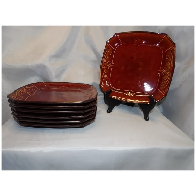 Reba Harmony Victorian Scroll 7 Red 10 1/2" Dinner Plates - 2