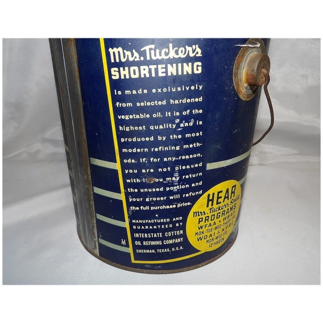 Rare Mrs. Tucker's 8 lb. Shortening 1930's Advertising Tin - 4