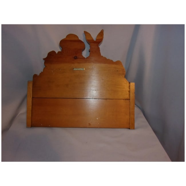 Vintage Folk Art Rabbit Wall Storage and Coat or Key Rack - 5