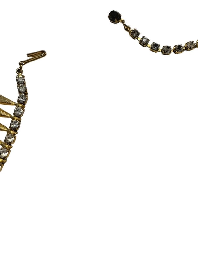 Mid-Century Vintage Brushed gold tone Crystal Rhinestone 16" Gabby Ave Necklace - 4