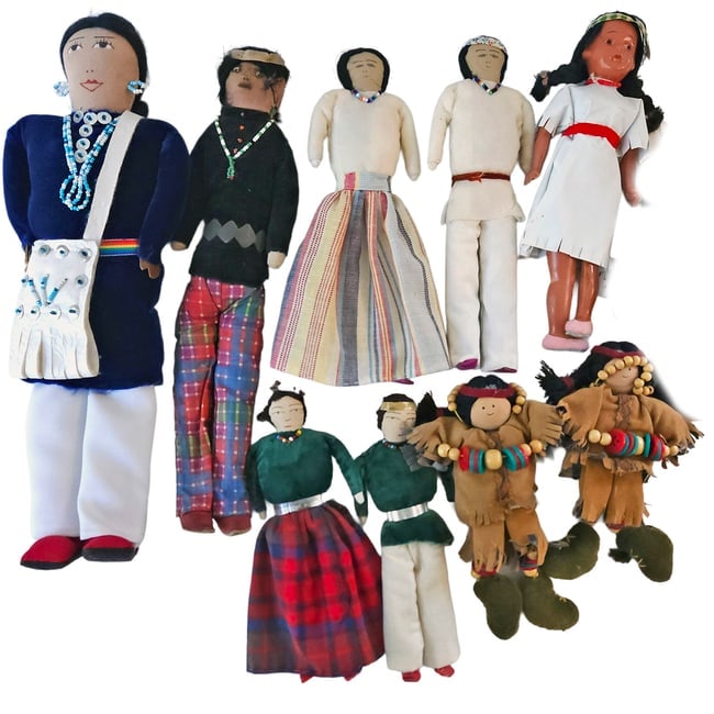 Vintage Native Handmade Doll Lot of 9 - 2