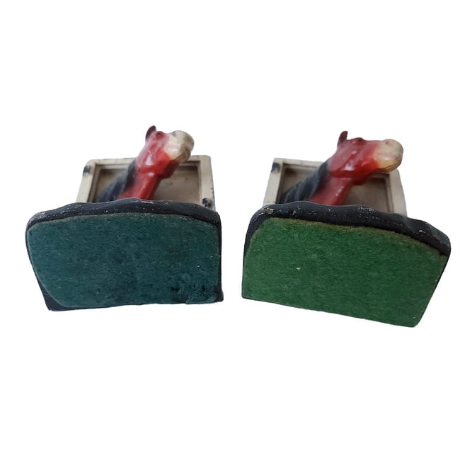 Pair of Hubley Painted Cast Iron "Horse at Stable Door" Bookends. - 6
