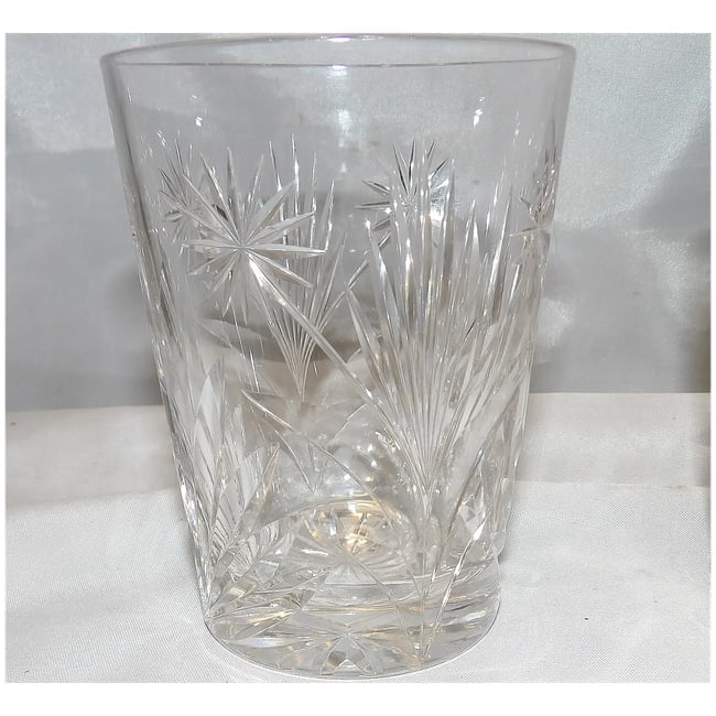 Cut Crystal Old Fashion Glasses with Floral Design - 4