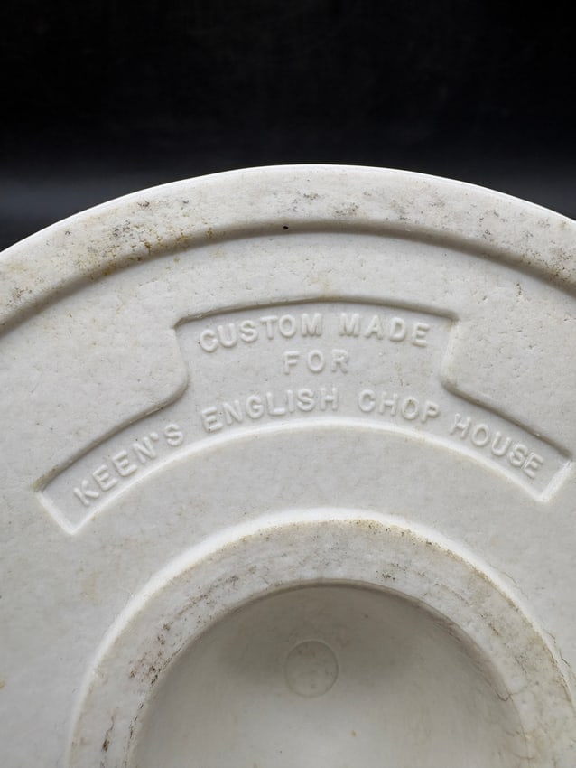 Vintage Keen's English Chop House Match Striker Holder Embossed NYC Steakhouse Advertising - 2