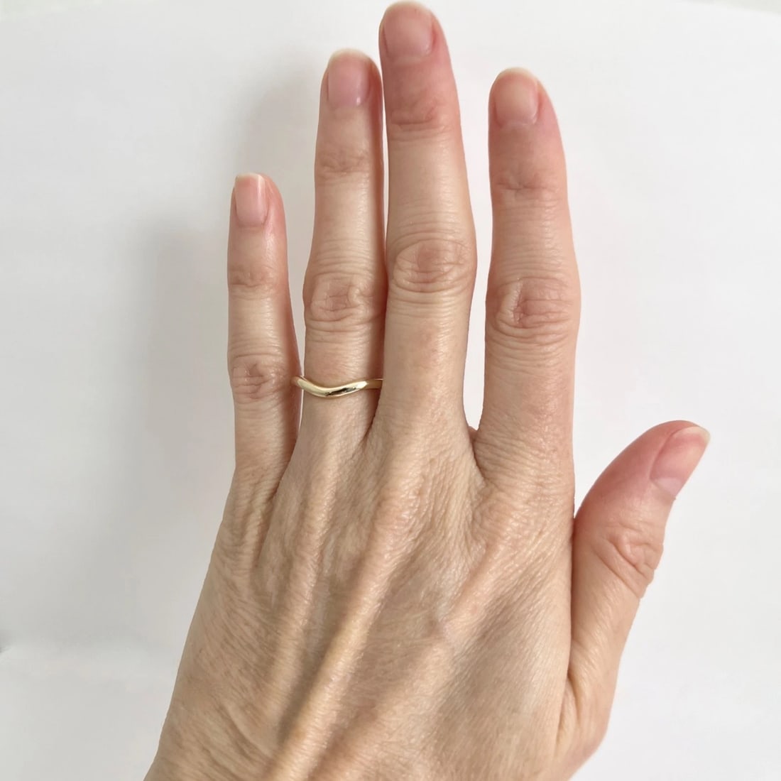 Curved Nesting Wedding Band Ring 14K Yellow Gold, Size 6 - 2