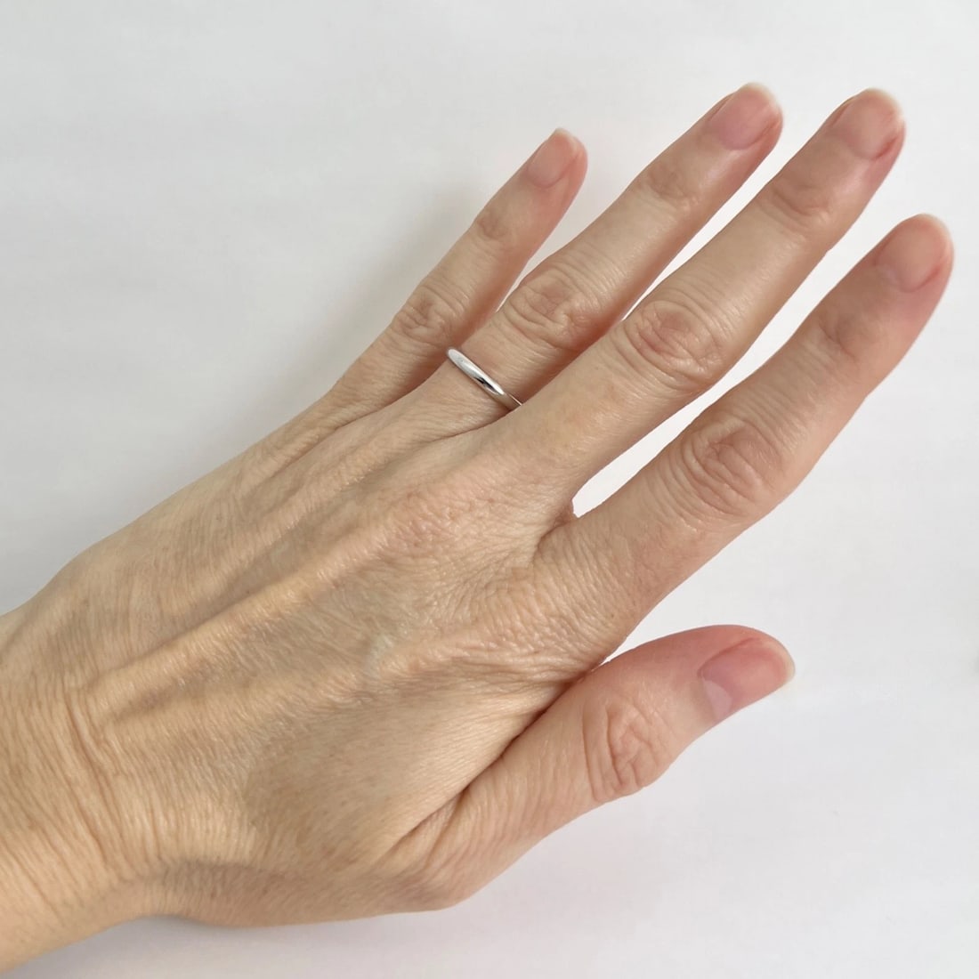 Thin Plain Classic Rounded Wedding Band Ring 14K White Gold, Size 4.5, 2.2 mm - 4