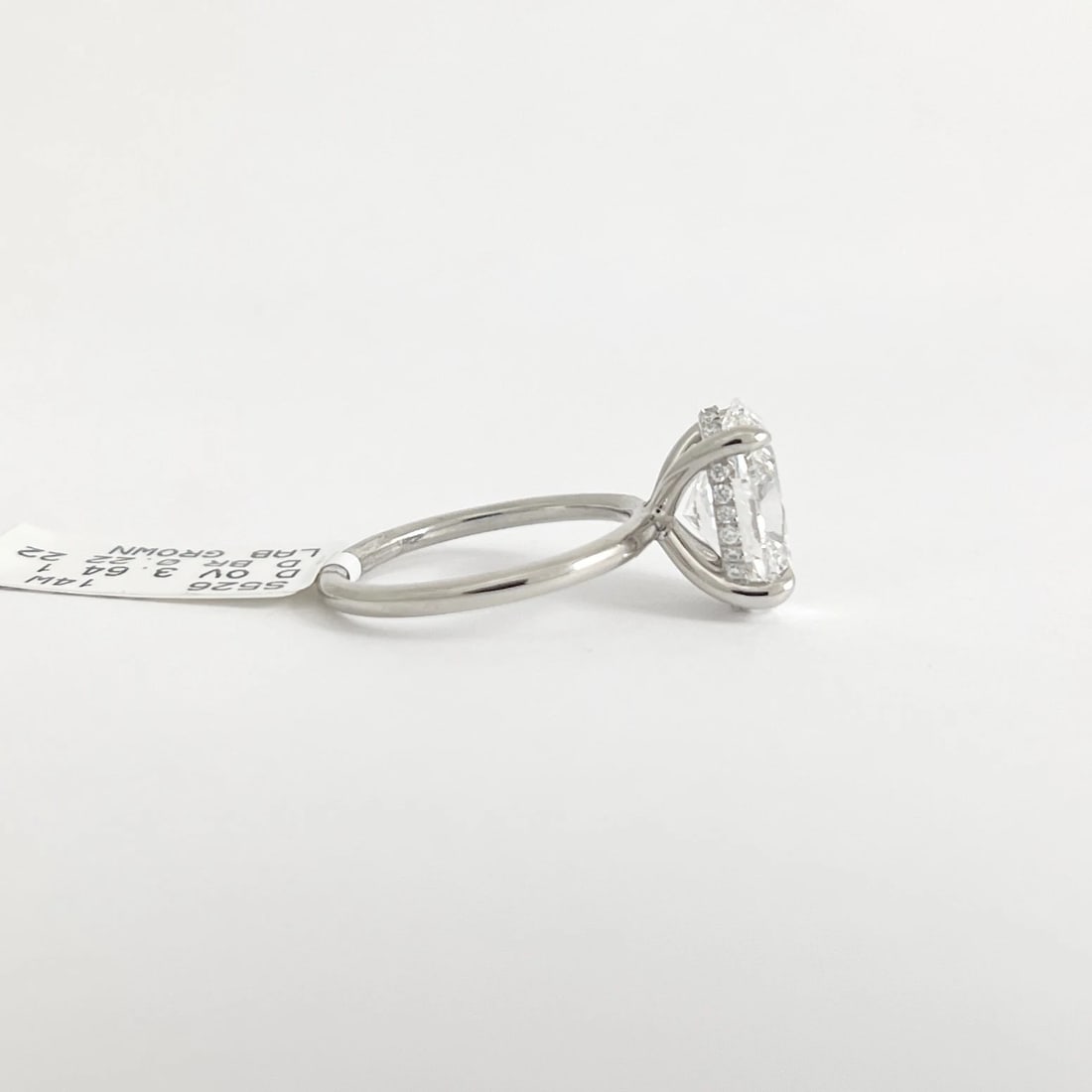 Oval Lab-Created Diamond Solitaire Engagement Ring 14K White Gold, 3.86 CTW - 7