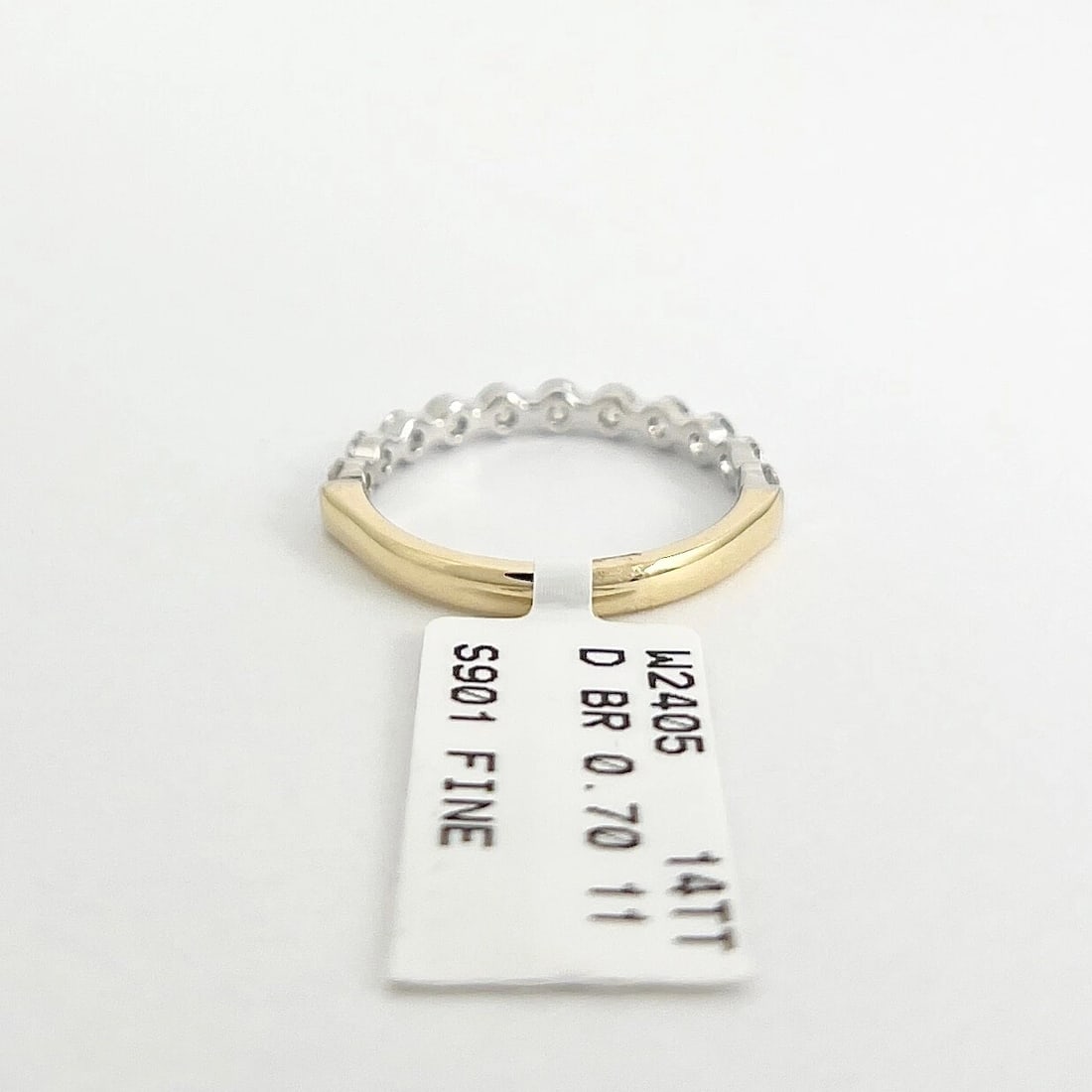 Two-Tone Round Diamond Wedding Band Anniversary Ring 14K Yellow Gold .70 CTW - 7