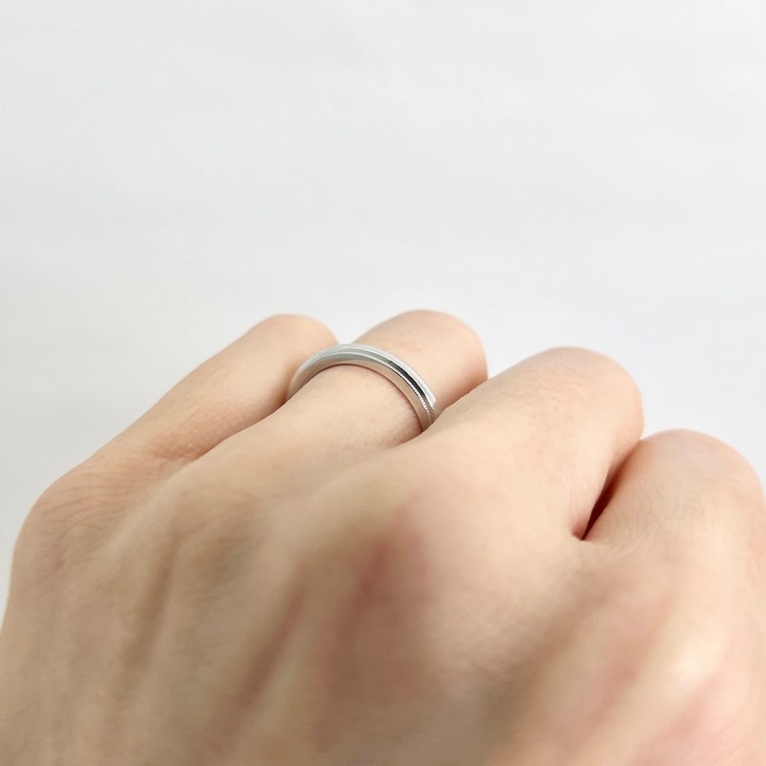 Milgrain Edge Platinum Wedding Band Ring, Size 6, 3 mm - 5