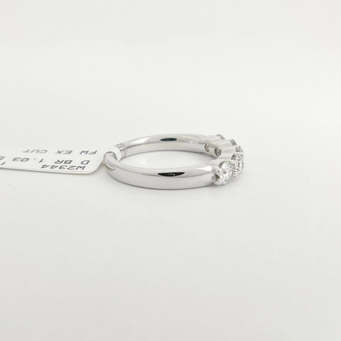 5-Stone Round Diamond Wedding Band Anniversary Ring 14K White Gold, 1.03 CTW - 7