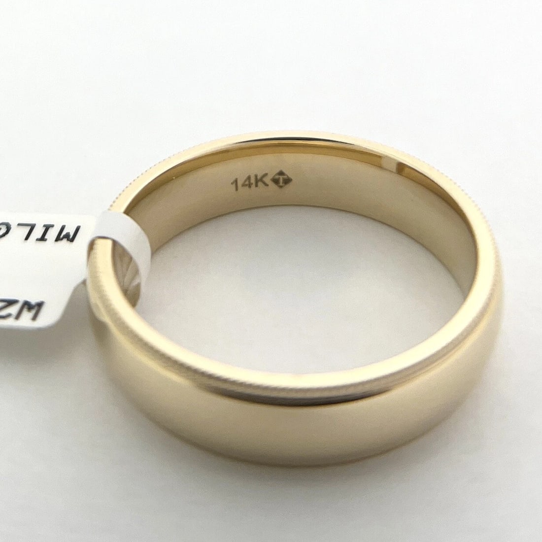 Men's Milgrain Edge Plain Wedding Band Ring 14K Yellow Gold, Size 11, 5.5 mm - 7