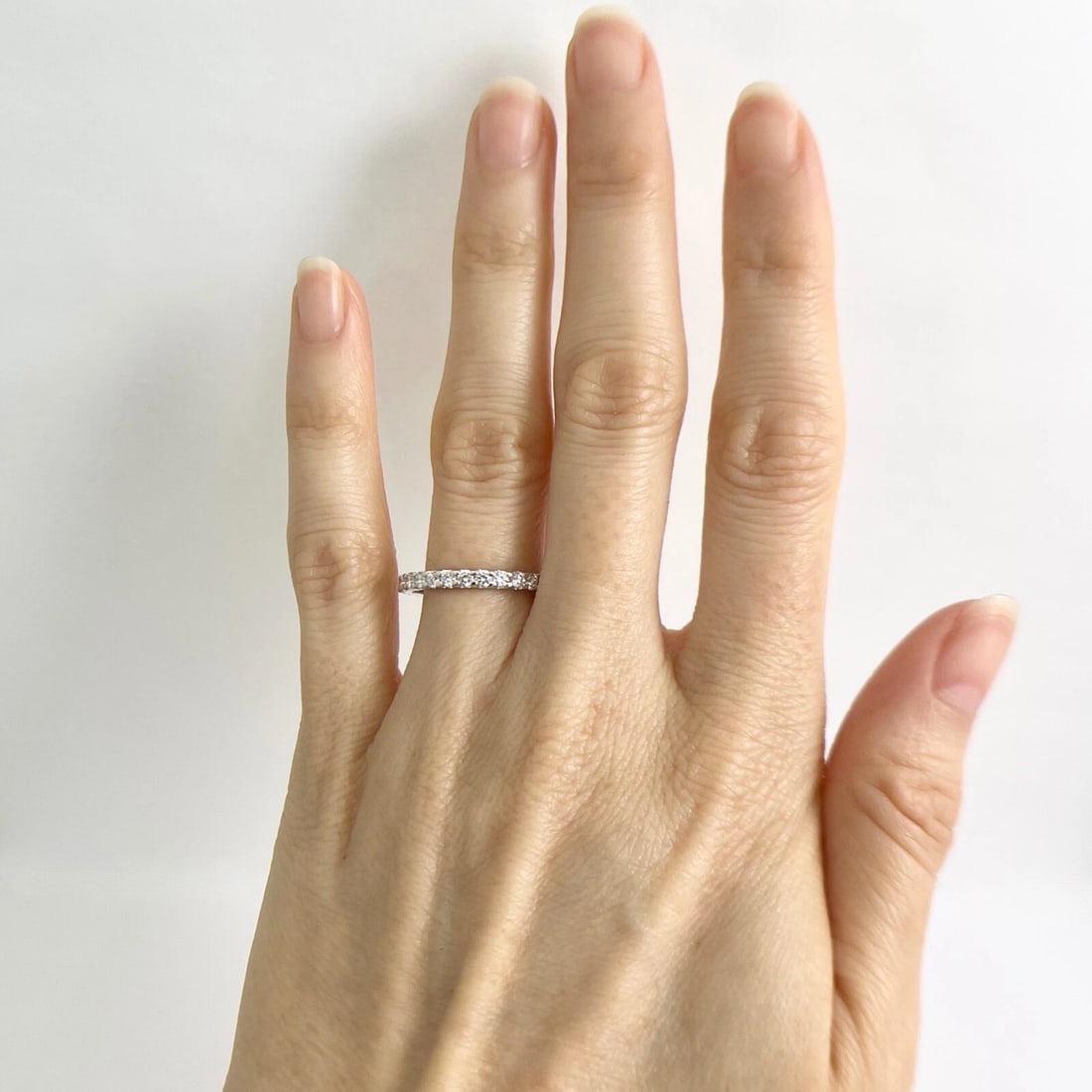 Round Diamond Eternity Ring Wedding Band 18K White Gold .95 CTW, Size 7 - 2