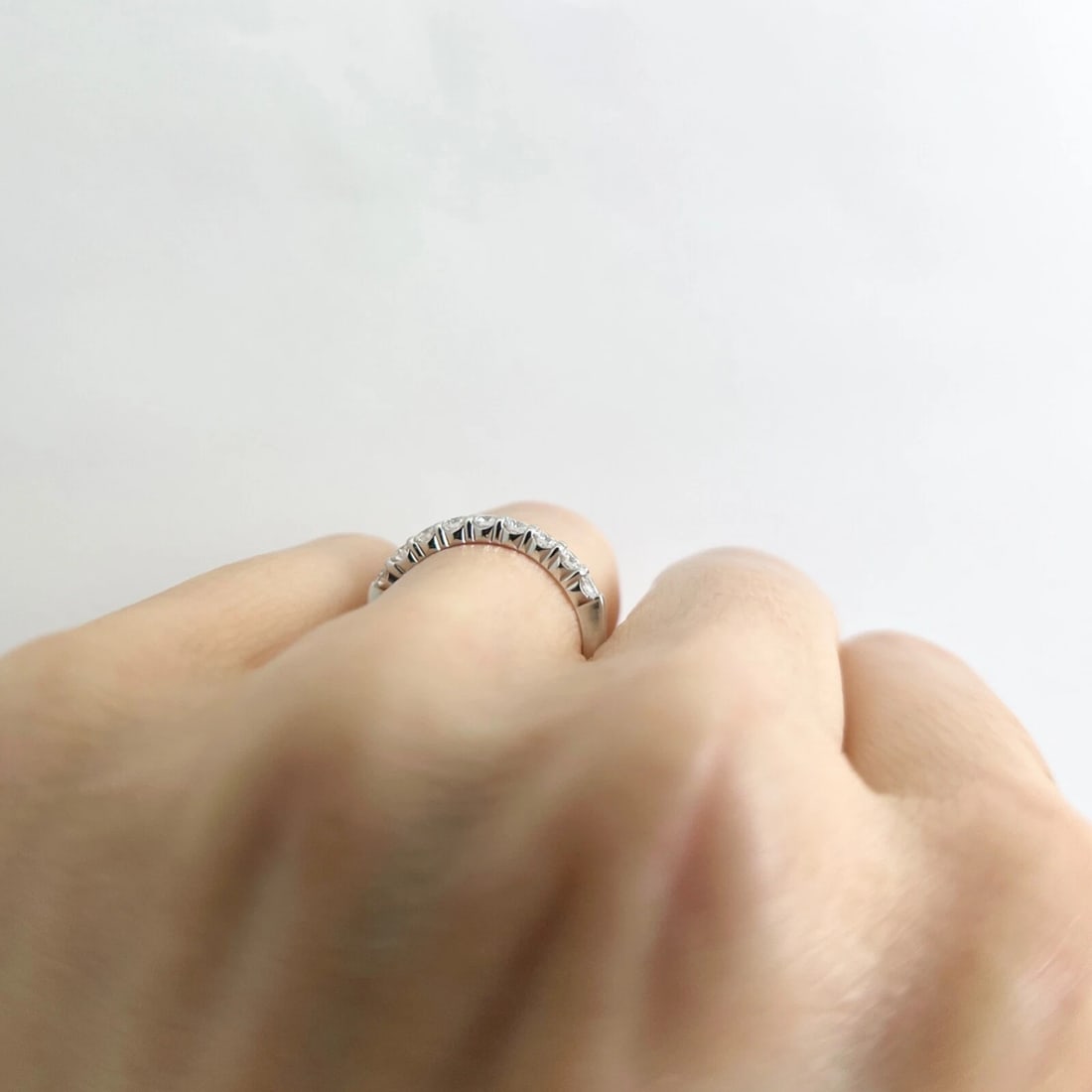 9-Stone Round Diamond Ring Wedding Band Platinum .52 CTW, Size 5 - 7