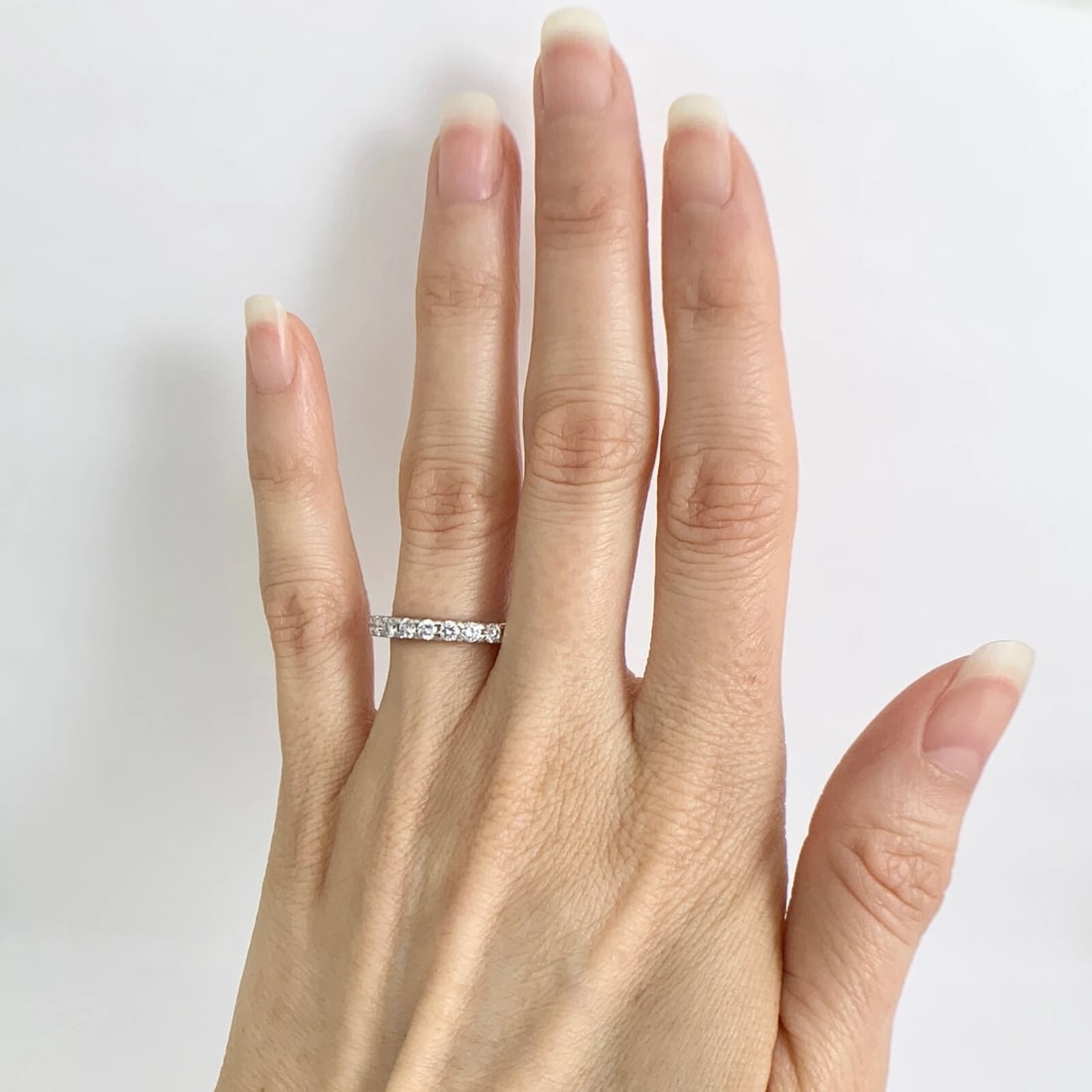 8-Stone Round Diamond Ring Wedding Band 14K White Gold .55 CTW, Size 6 - 2