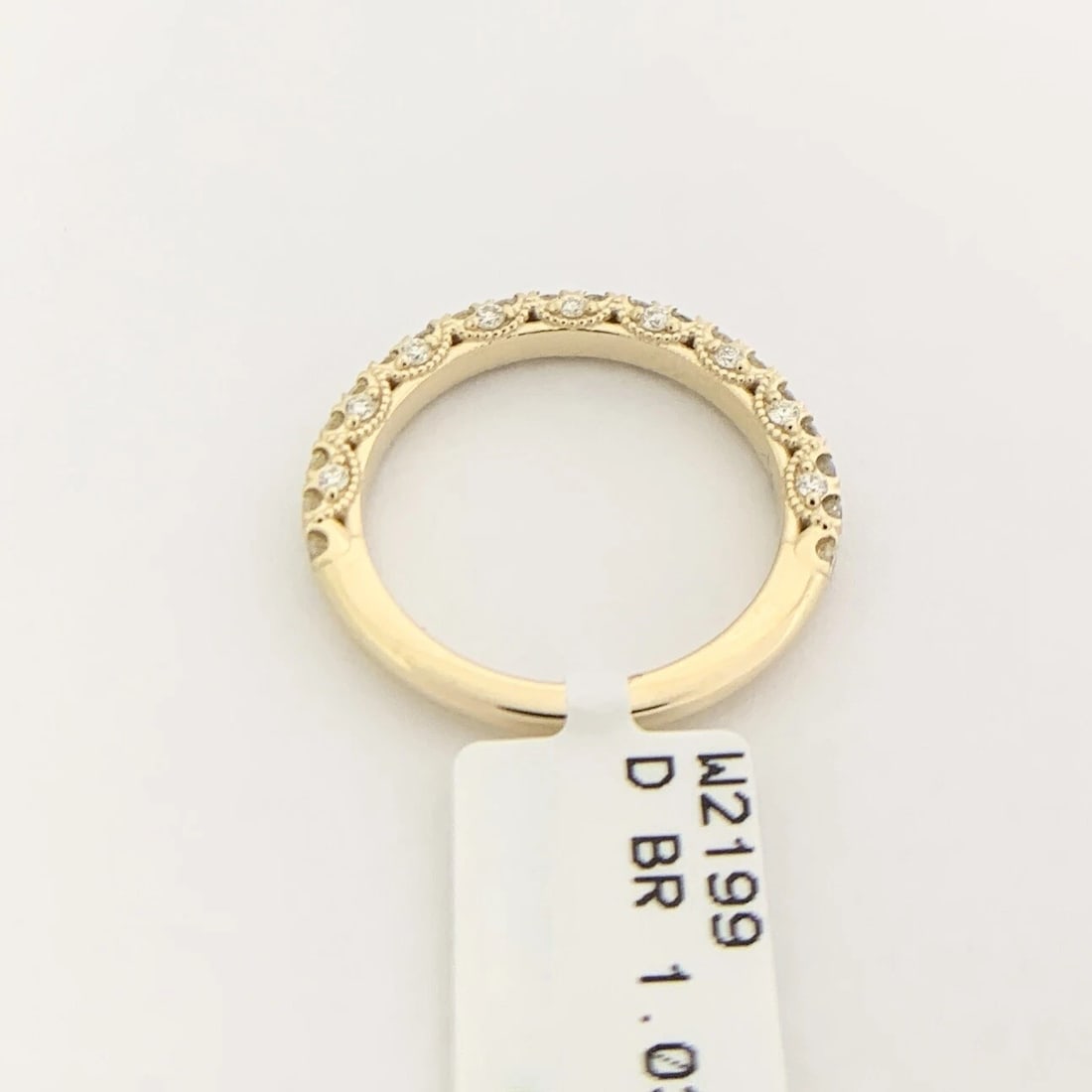 3-Sided Milgrain Diamond Ring Wedding Band 14K Yellow Gold 1.03 CTW, Size 7 - 7