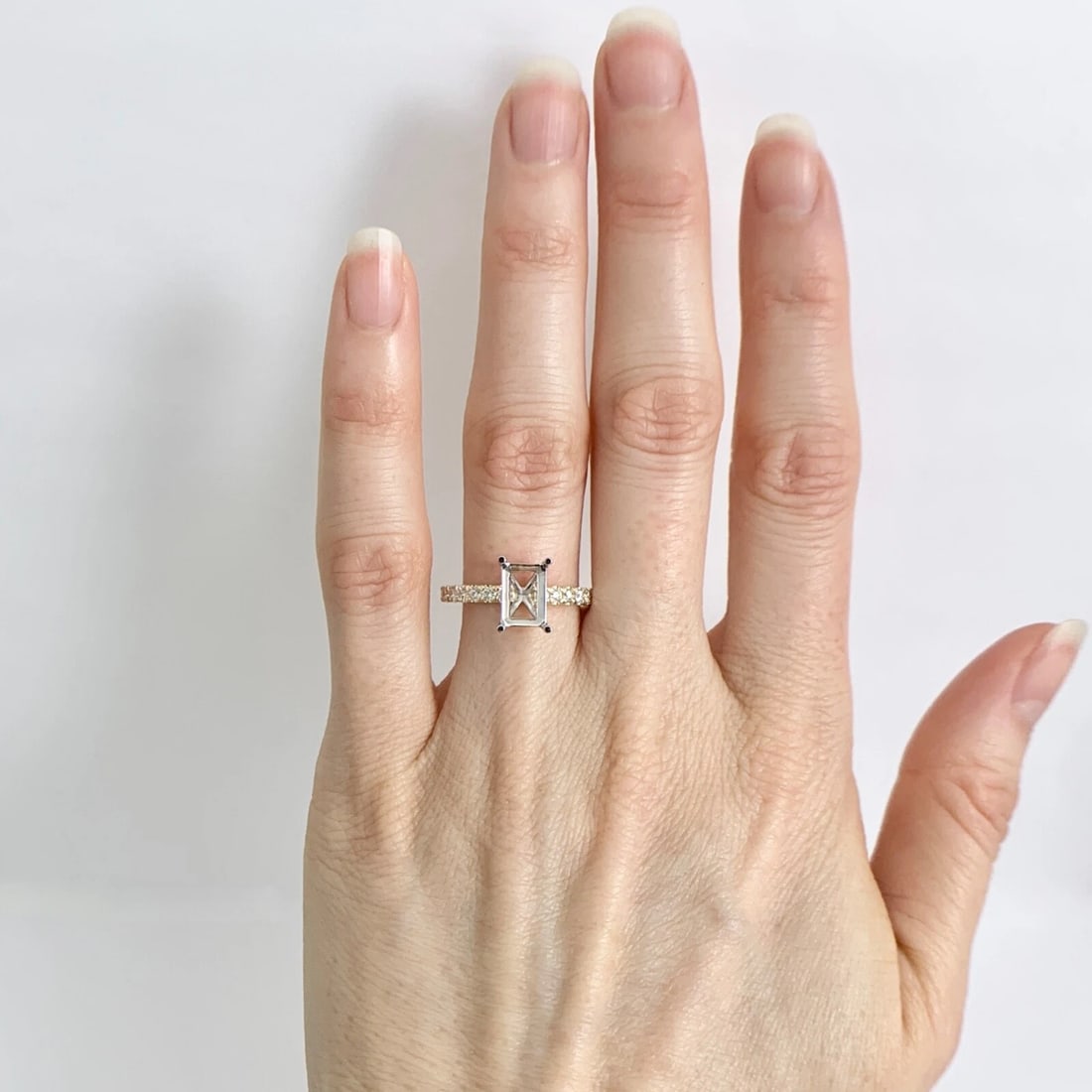 Emerald Cut Rectangle Diamond Engagement Ring Setting Mounting 14K Yellow Gold - 2