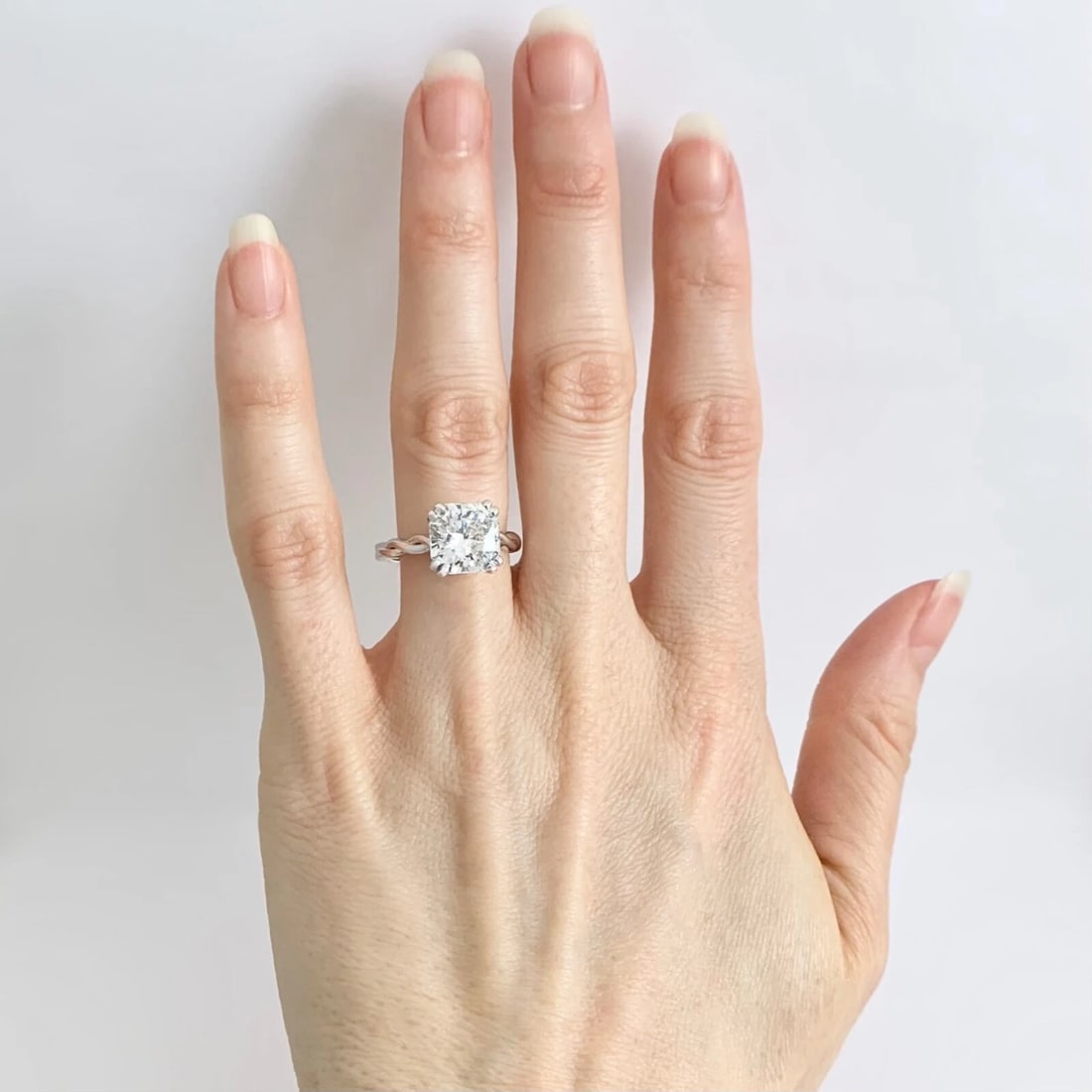 Twist Infinity Band Diamond Engagement Ring Setting Mounting 14K White Gold - 2