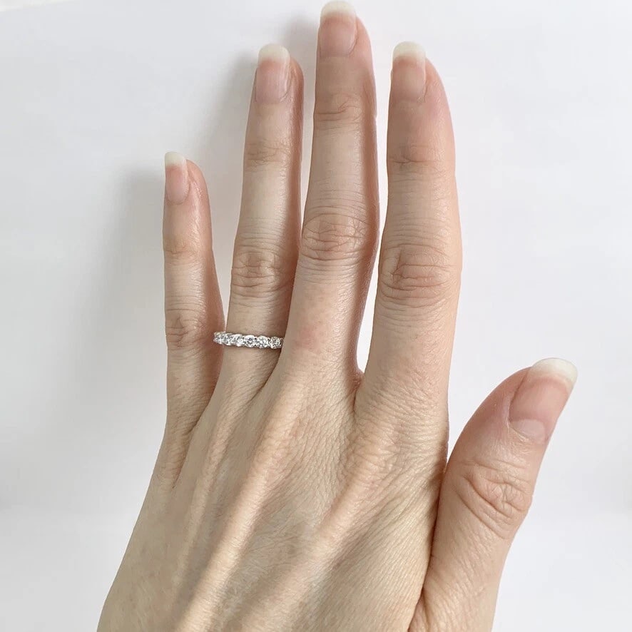Round Diamond Eternity Ring Wedding Band 14K White Gold, 1.55 CTW, Size 6.25 - 2
