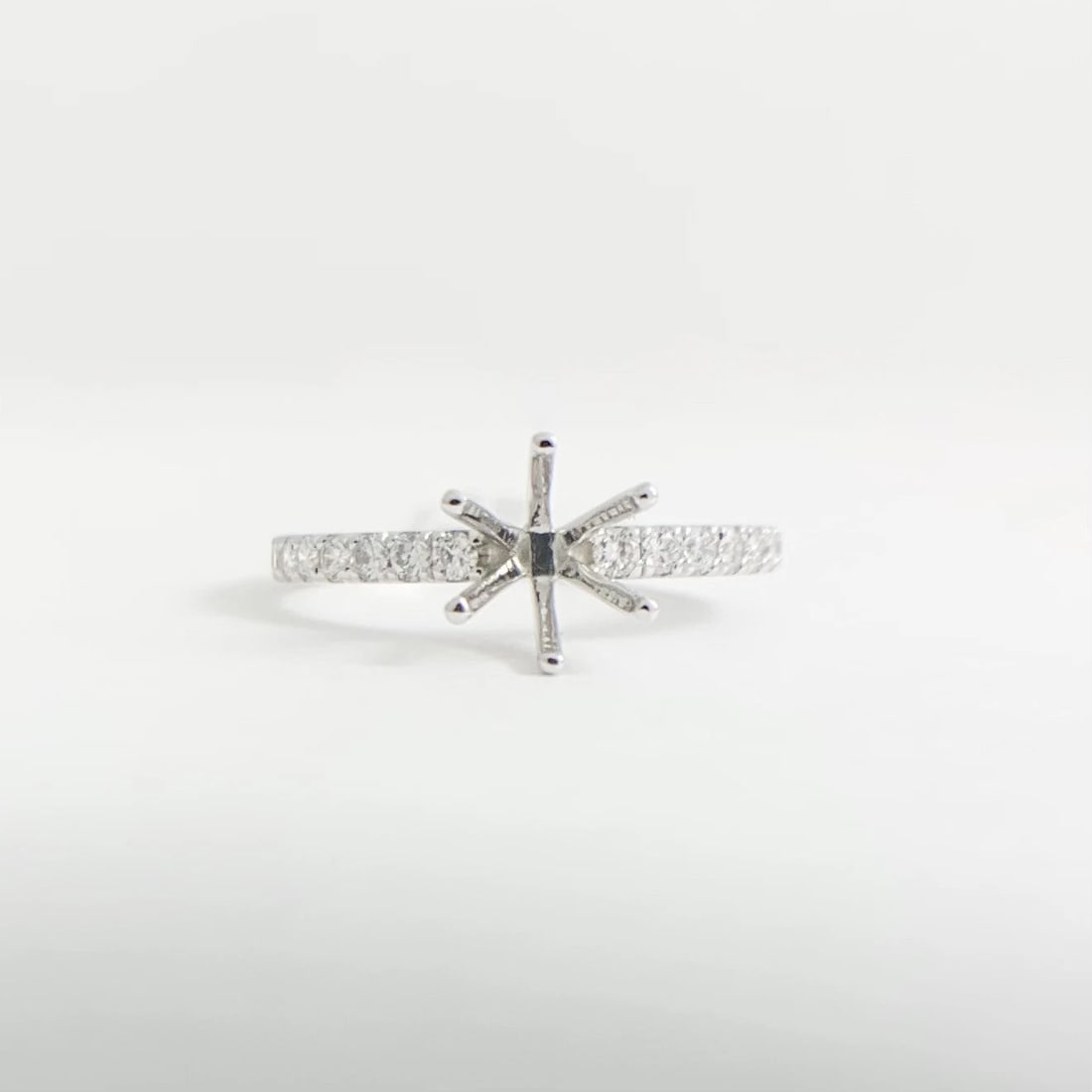 Thin 6-Prong Diamond Engagement Ring Setting Mounting 14K White Gold, .40 CTW - 7