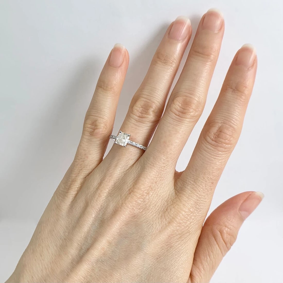 GIA Certified Radiant Solitaire Diamond Engagement Ring 14K White Gold 1.20 CTW - 2