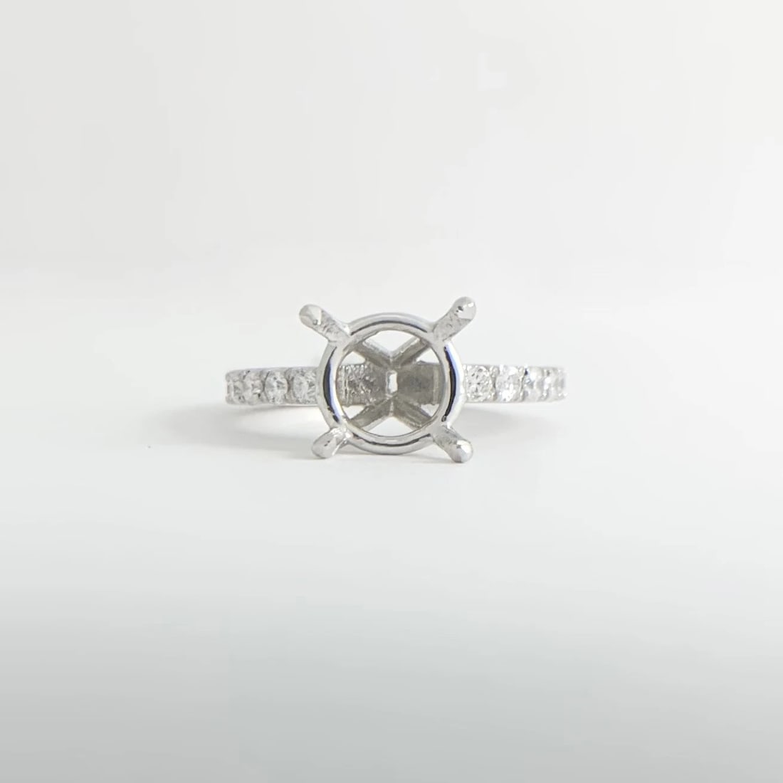 4-Prong Diamond Band Engagement Ring Setting Mounting Platinum .54 CTW - 7