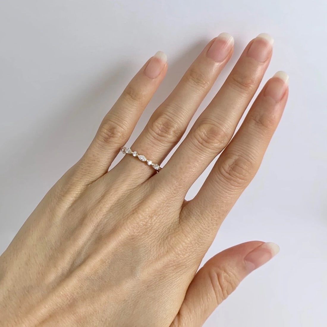 Marquise Round Diamond Eternity Wedding Band Ring 14K Yellow Gold Size 6 1.05 TW - 2
