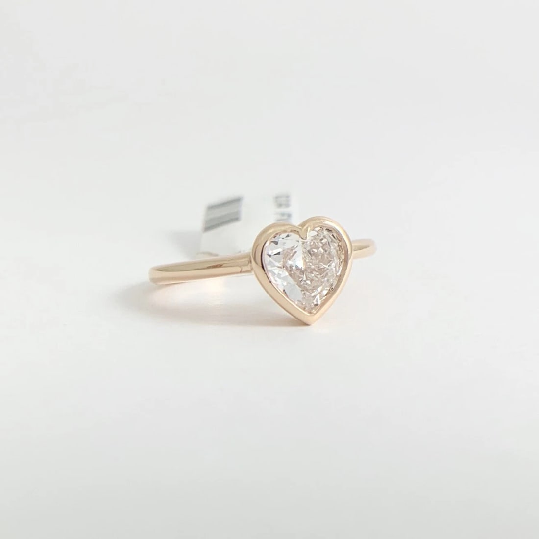 GIA Heart Bezel Solitaire Diamond Engagement Ring 14K Pink Rose Gold, .83 CT - 7