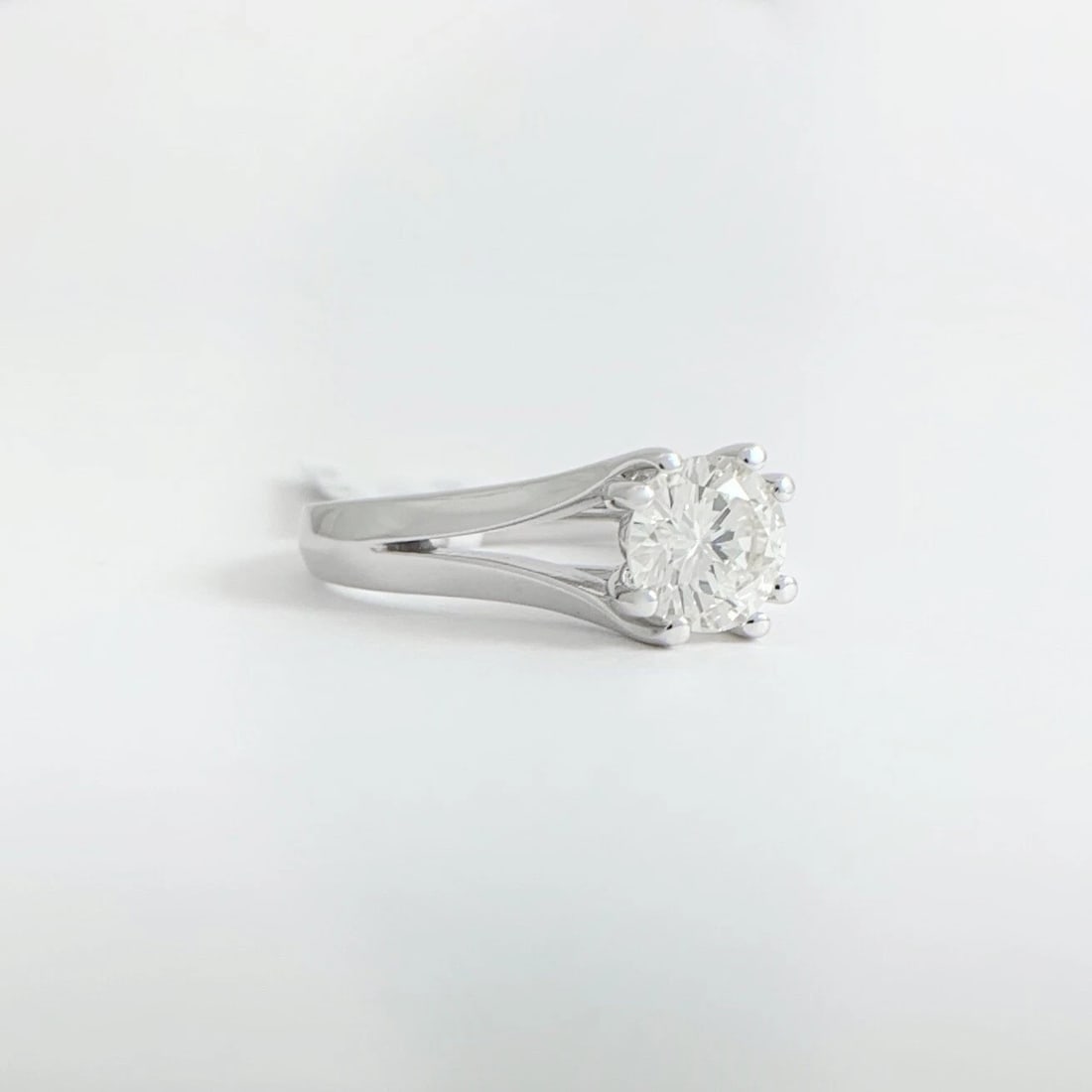 EGL Split Shank Round Solitaire Diamond Engagement Ring 14K White Gold 1.01 CT - 7