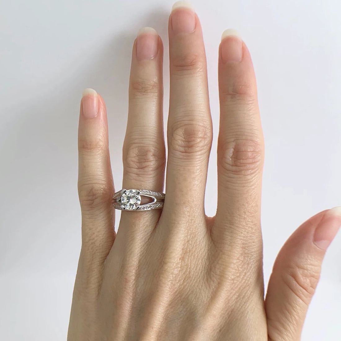 GIA Round Split Shank Diamond Engagement Ring 14K White Gold 1.83 CTW - 2