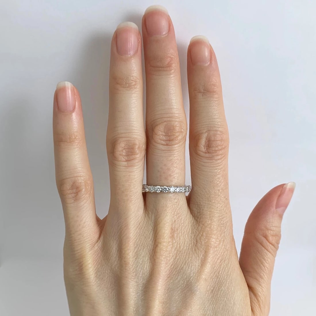 Round Diamond Eternity Wedding Band Ring Platinum, 1.56 CTW, Size 6.25, 3.77 Gr - 2