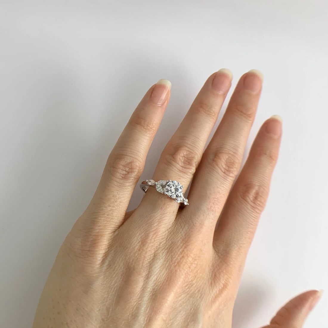 Marquise Petal Diamond Engagement Ring Setting Mounting 14K White Gold, 3.22 Gr - 7