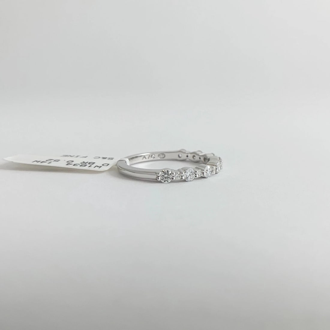 Big Small Round Diamond Wedding Band Anniversary Ring 14K White Gold, 2.35 Grams - 7