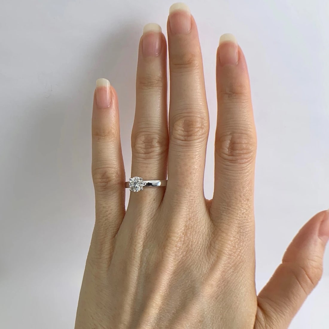 Round Solitaire Diamond Engagement Ring 18K White Gold, .71 CT, 4.15 Grams - 2