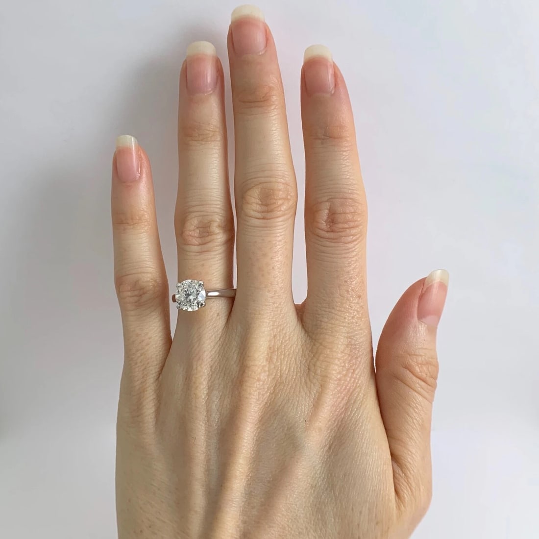 Round Solitaire Diamond Engagement Ring 14K White Gold, 2.01 CT, 3.06 Grams - 2